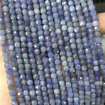 Genuine Tanzanite Cube Faceted Beads 4mm 15''