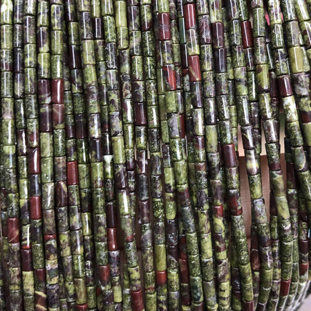 2x4mm Dragon Bloodstone Tube Beads 15''