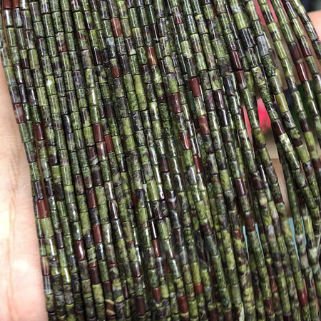 2x4mm Dragon Bloodstone Tube Beads 15''