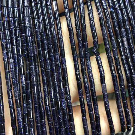 2x4mm Blue Sandstone Tube Beads 15''