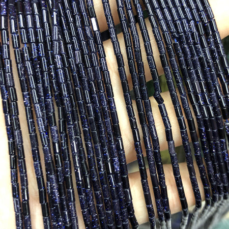 2x4mm Blue Sandstone Tube Beads 15''