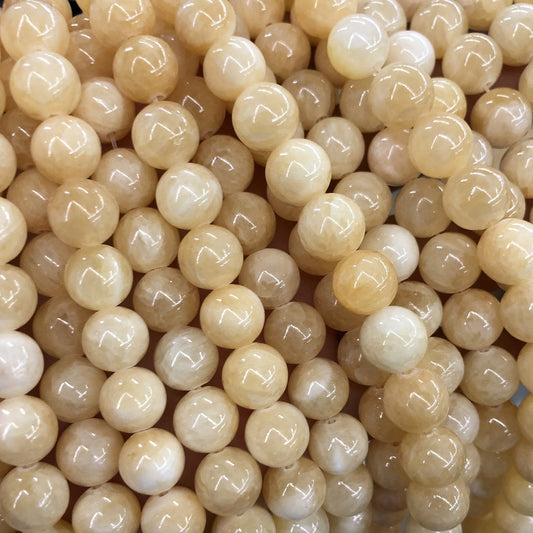 Gul jade, naturlig ædelsten, rund jadesten 4mm 6mm 8mm 10mm 15''