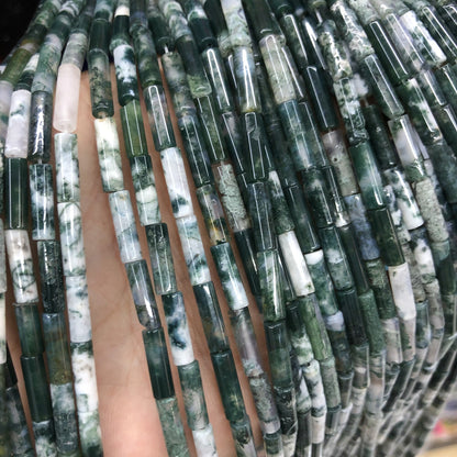 Perles tubulaires en agate arbre 4x13 mm 15''