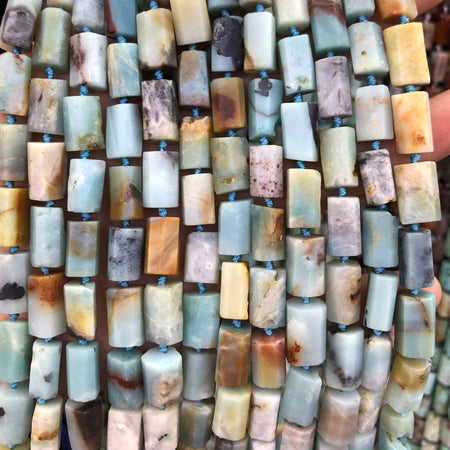 Mix Amazonite Tube Beads 8-12mm 15''