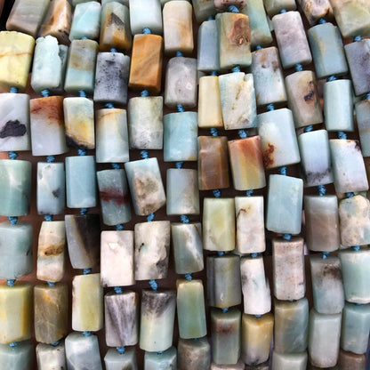 Mix Amazonite Tube Beads 8-12mm 15''