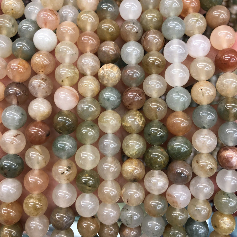 Mélange de perles de quartz de soie 6 mm 8 mm 10 mm 15''