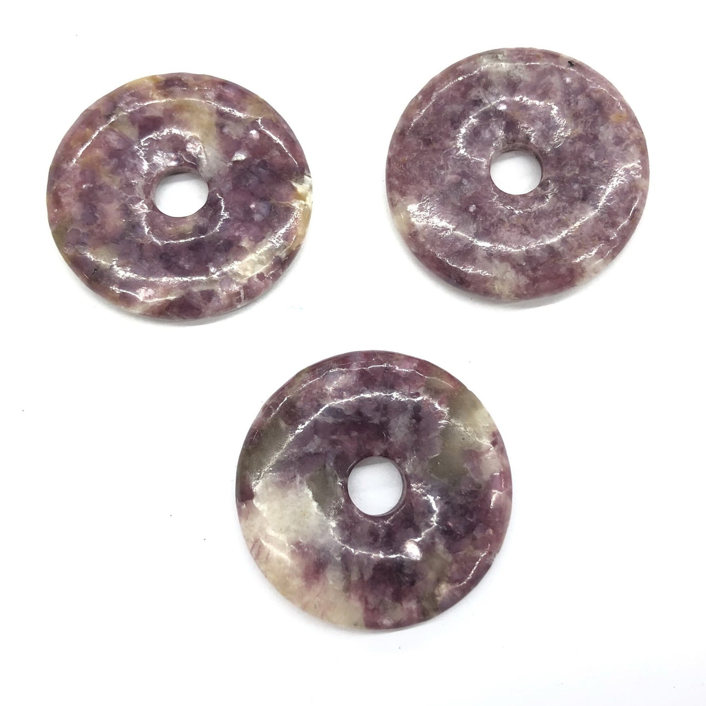 Lepidolite Donut Pendant 30mm 40mm 50mm 1 pc