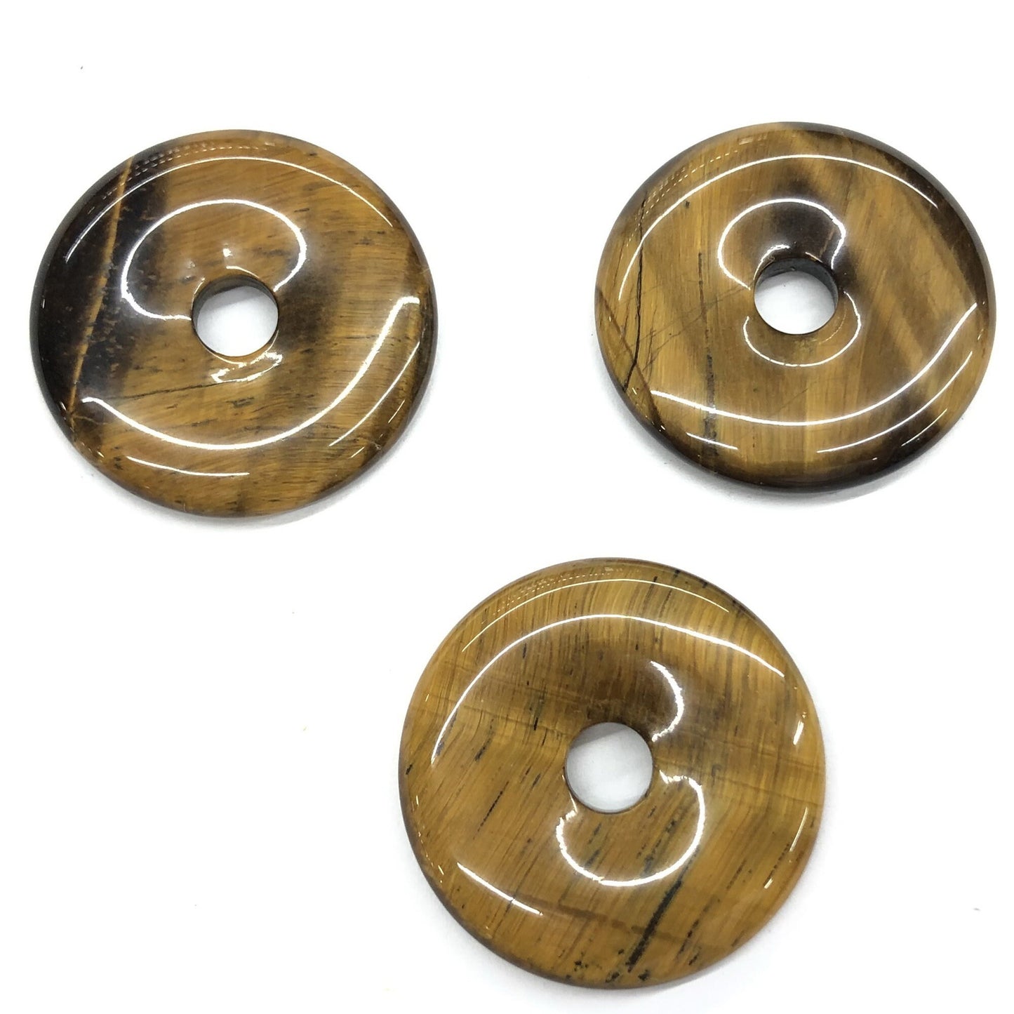 Tiger Eye Donut Pendant Perler Naturlige ædelstensperler 30 mm 40 mm 50 mm 1 stk.