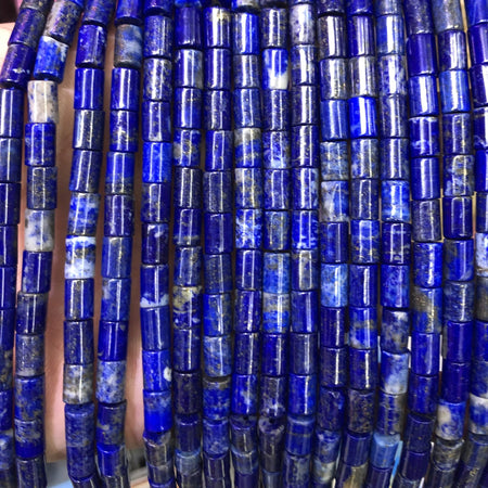 Perles tubulaires en lapis-lazuli 5,4 x 7,5 mm, 38 cm