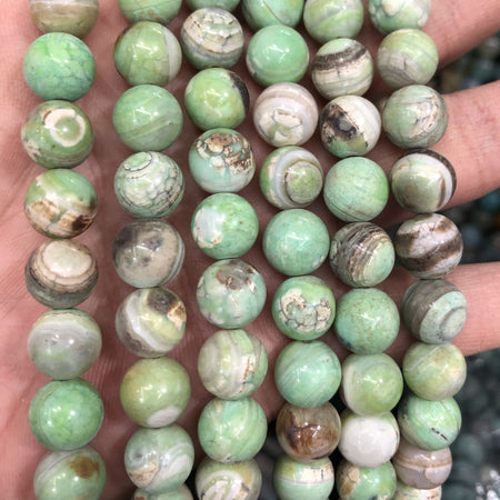 Agate veine de dragon verte 8 mm 10 mm 15''