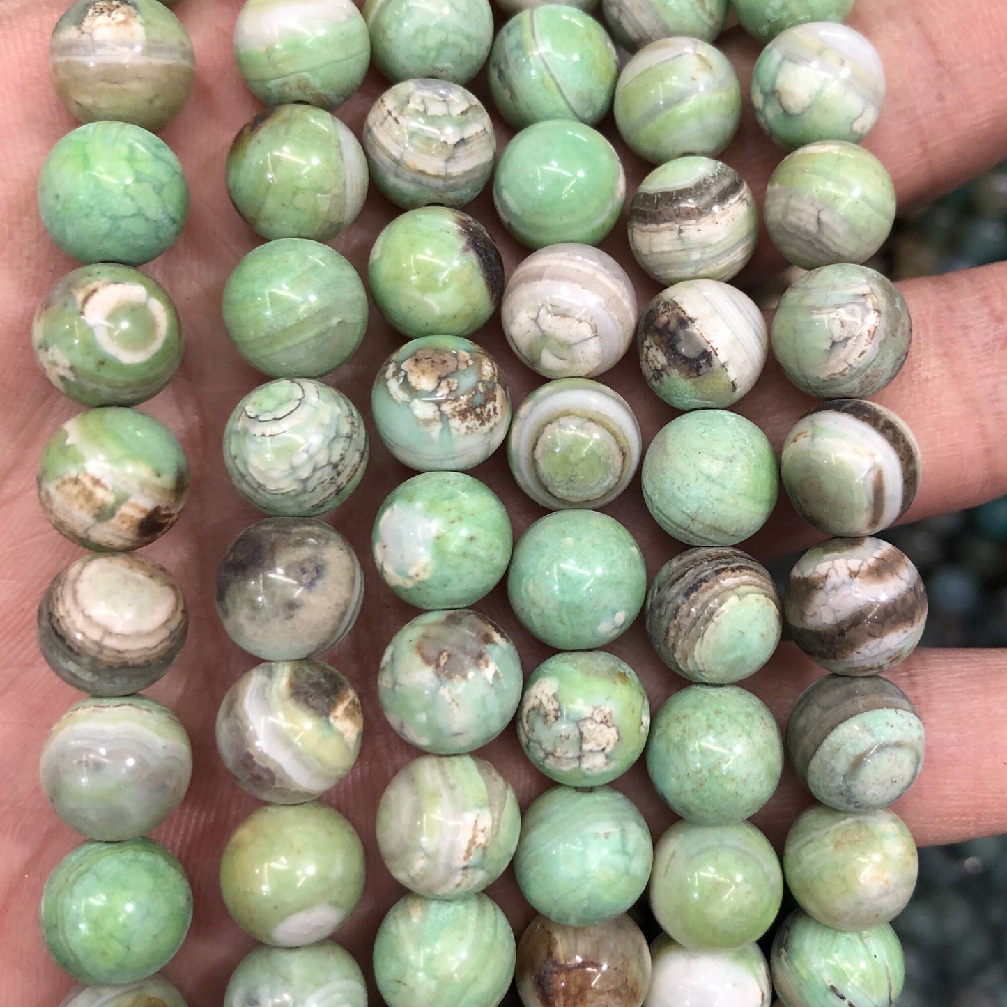 Green Dragon Vein Agate 8mm 10mm 15''
