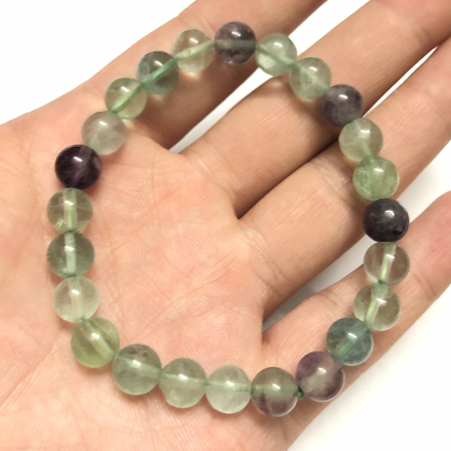 Fluoritarmbånd Crystal Stone Beads Armbånd 4mm 6mm 8mm 10mm 8''