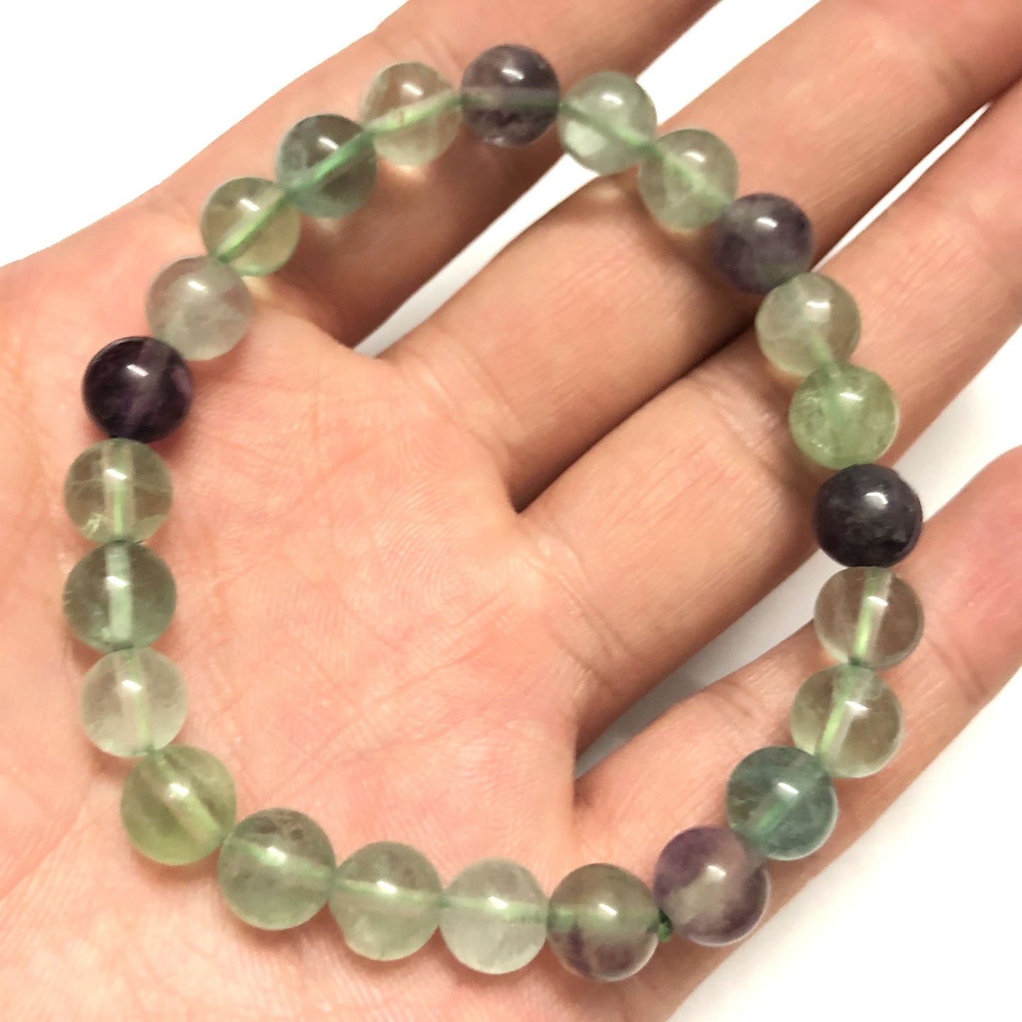 Fluoritarmbånd Crystal Stone Beads Armbånd 4mm 6mm 8mm 10mm 8''