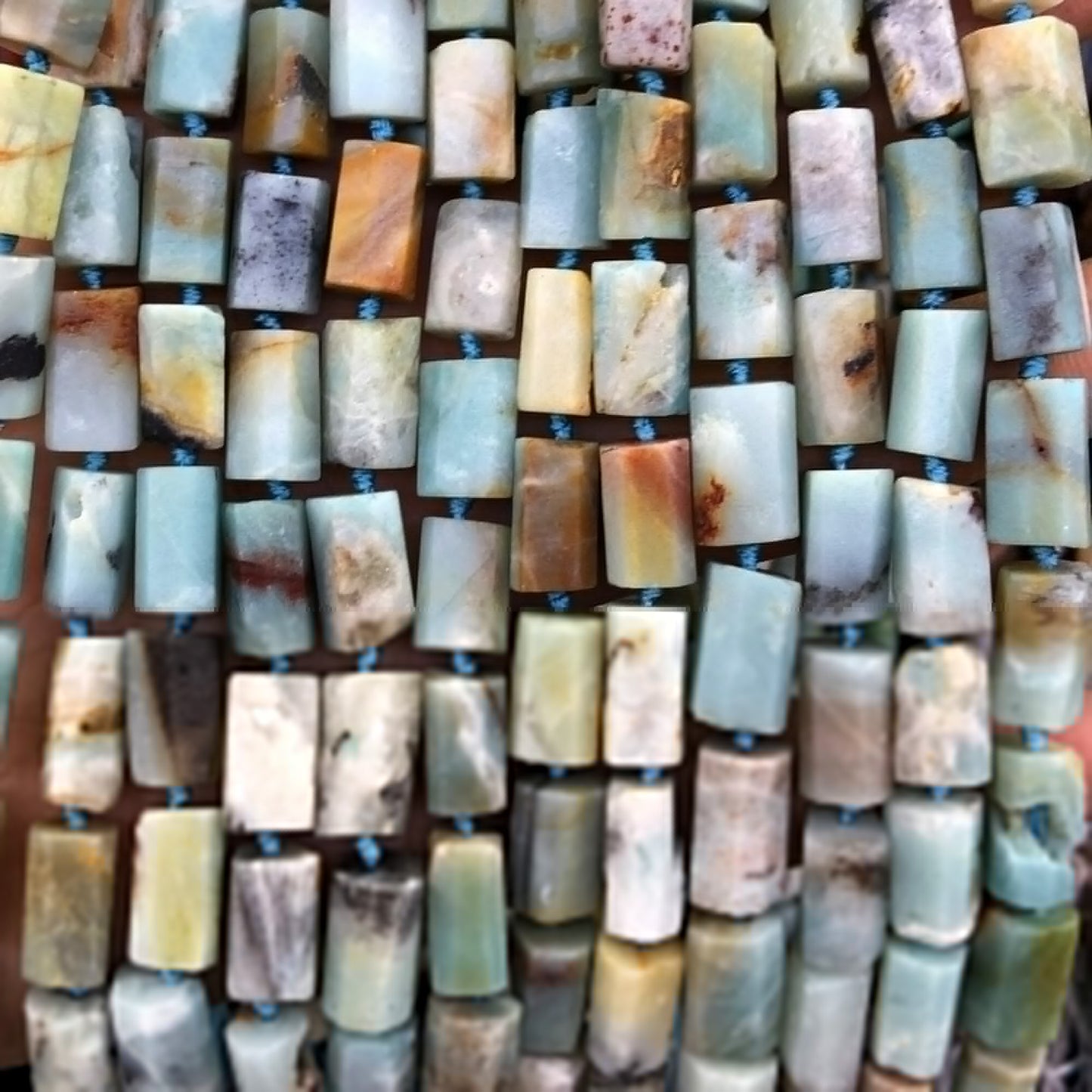 Mix Amazonite Tube Beads 8-12mm 15''
