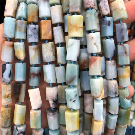 Mix Amazonite Tube Beads 8-12mm 15''