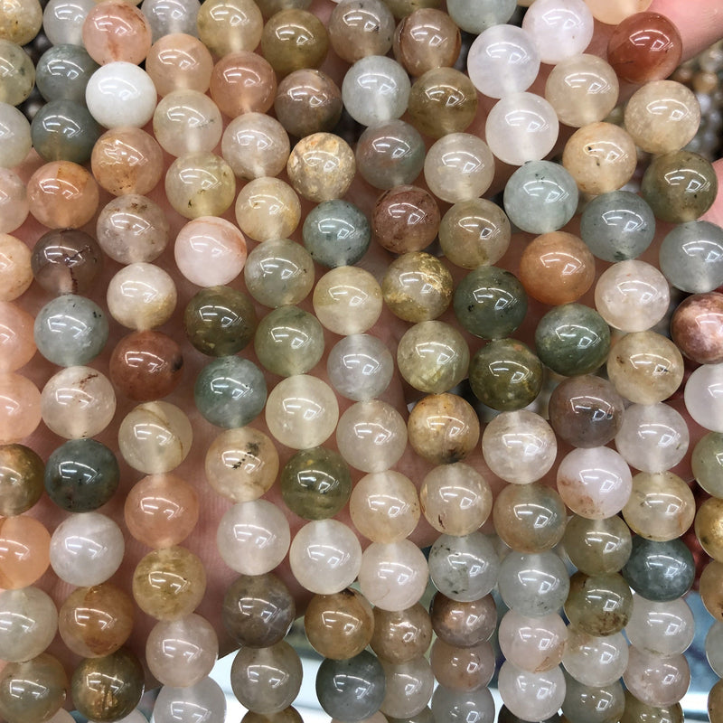 Mélange de perles de quartz de soie 6 mm 8 mm 10 mm 15''