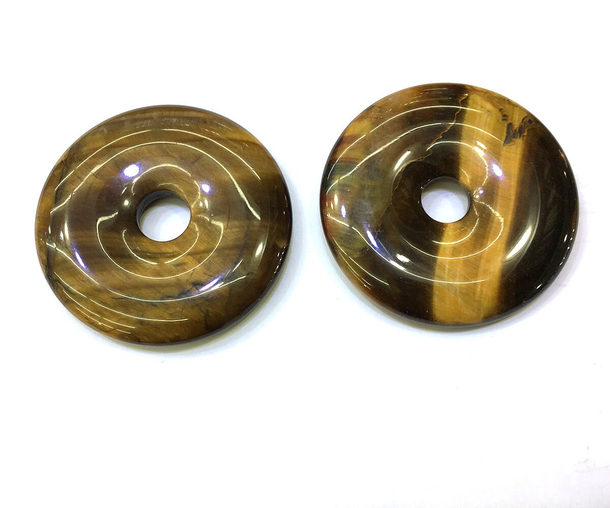 Tiger Eye Donut Pendant Beads Natural Gemstone Beads 30mm 40mm 50mm 1pc