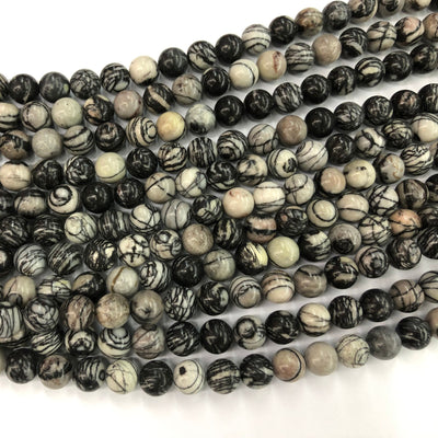 Black Silk Jasper Beads 4mm 6mm 8mm 10mm 12mm 15''