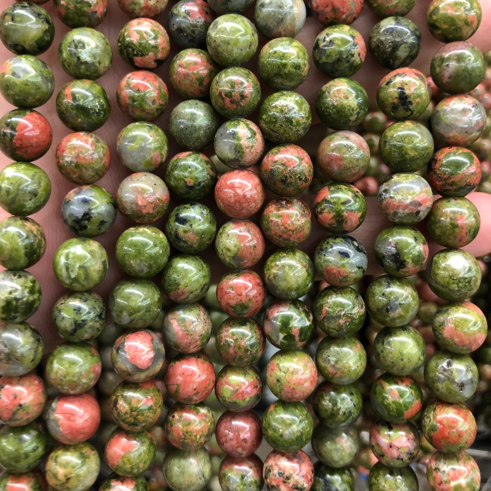 Perles d'unakite naturelles 4 mm 6 mm 8 mm 10 mm 12 mm 15''