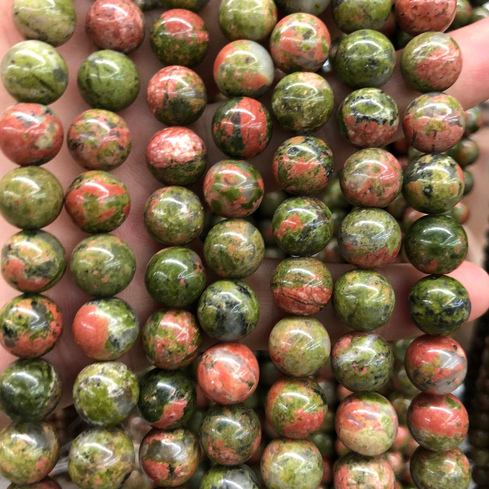 Perles d'unakite naturelles 4 mm 6 mm 8 mm 10 mm 12 mm 15''