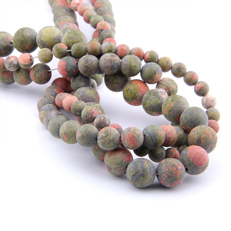 Natural Unakite Matte Beads 4mm 6mm 8mm 10mm 12mm 15''