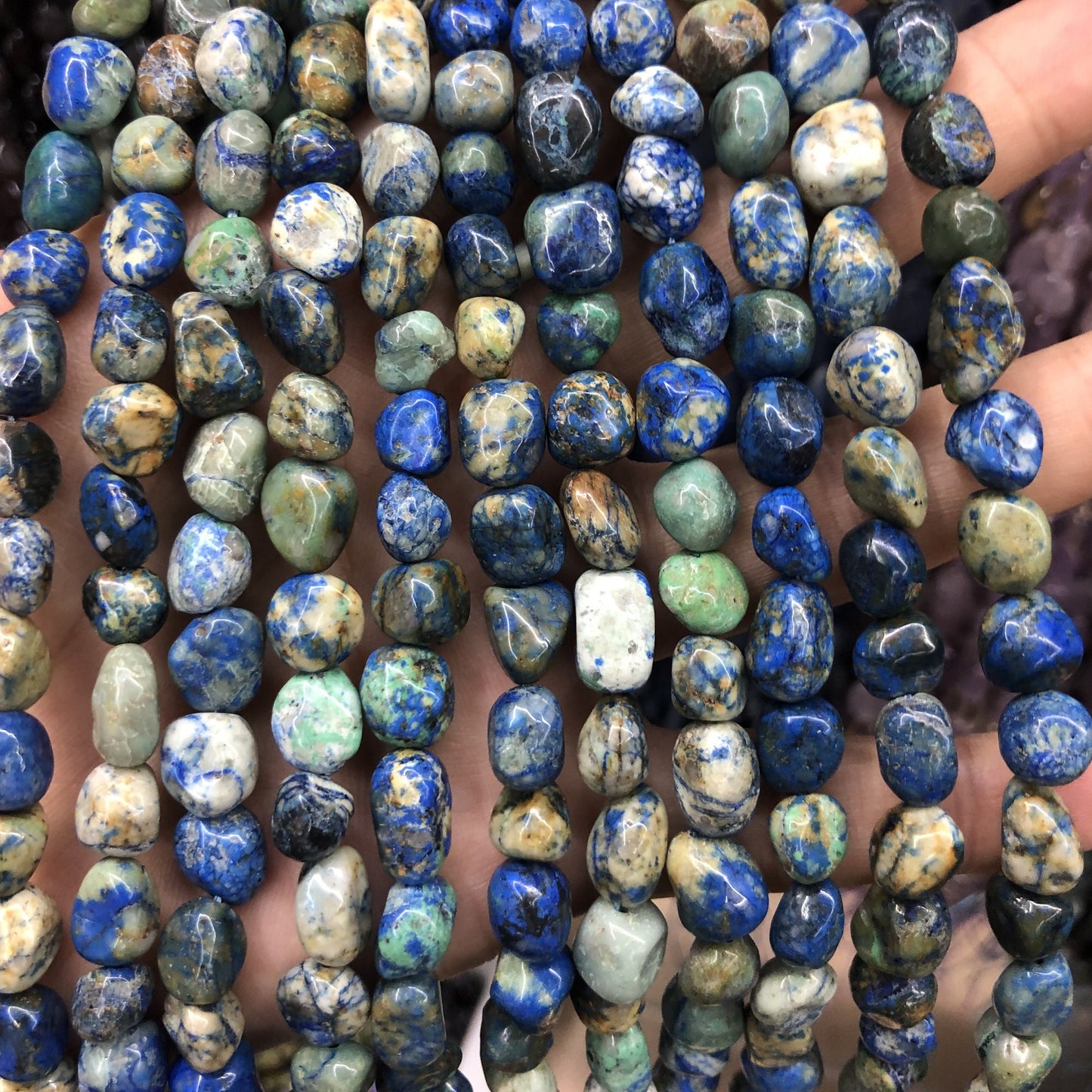 Chrysocolla Nugget Stone Beads 8-10mm 15''