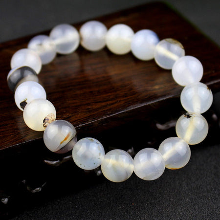 Bracelet en agate noire et blanche 8''