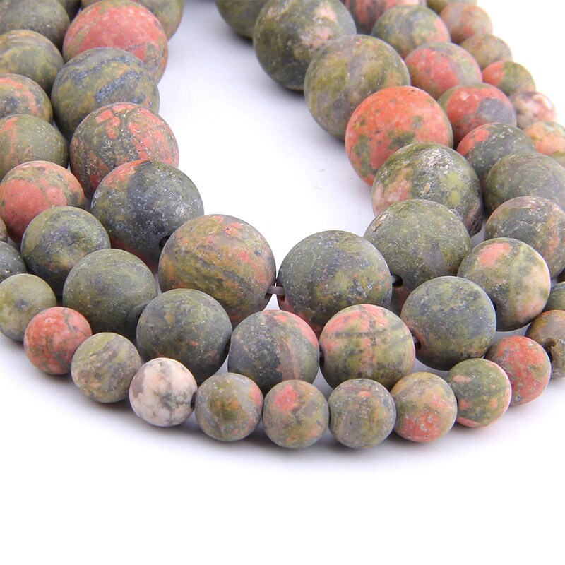 Natural Unakite Matte Beads 4mm 6mm 8mm 10mm 12mm 15''