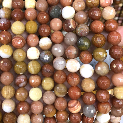 Petrified Wood Jasper Faceted Beads 6mm 8mm 10mm 15''