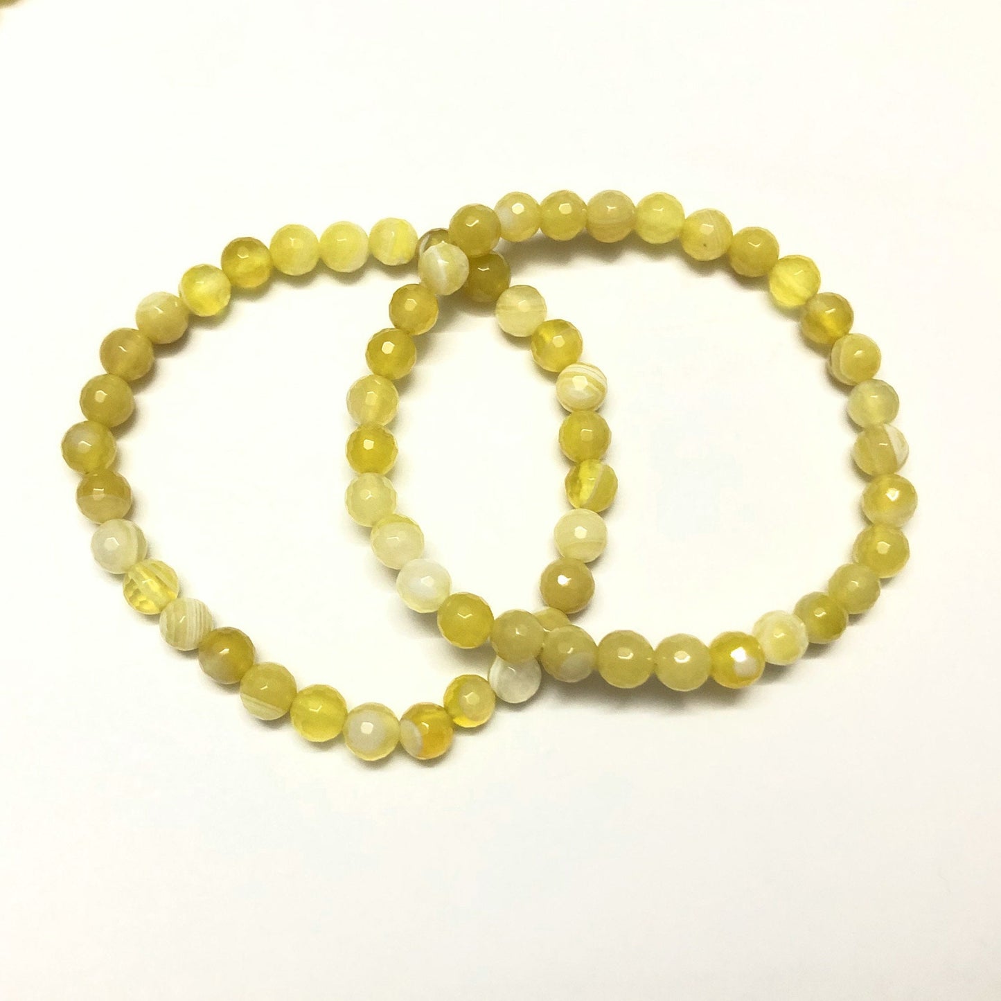 Bracelet à facettes en agate jaune 8''