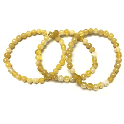 Bracelet à facettes en agate jaune 8''