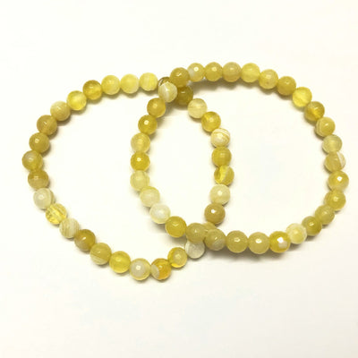 Yellow Agate Beads Bracelet Faceted Beads Bracelet 6mm 8mm 10mm 8''
