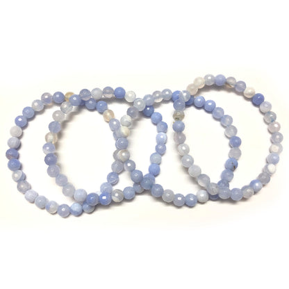 Blue Agate Bracelet Faceted Bracelet 8''