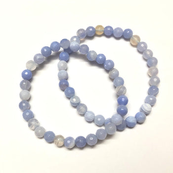 Blue Agate Bracelet Faceted Bracelet 8''