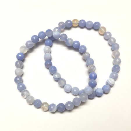 Blue Agate Bracelet Faceted Bracelet 8''