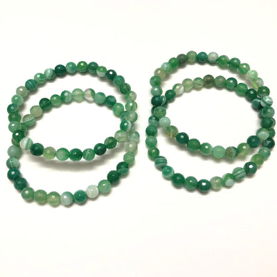 Bracelet à facettes en agate verte 8''