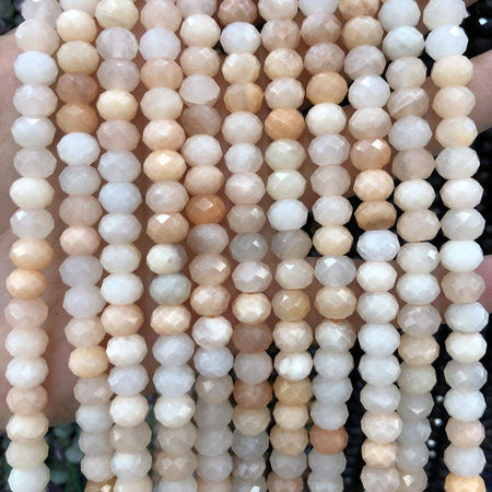 Aventurine rose à facettes, pierre précieuse naturelle, belle taille rondelle 5x8 mm 15''