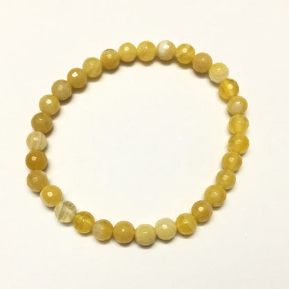 Bracelet à facettes en agate jaune 8''