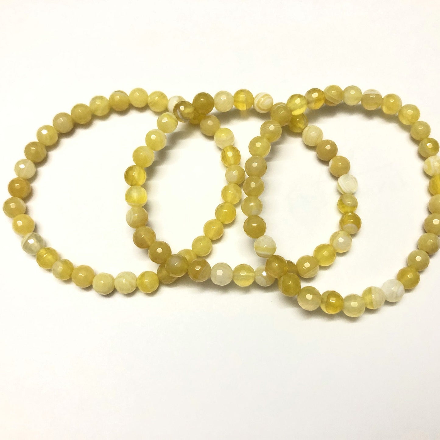 Bracelet à facettes en agate jaune 8''