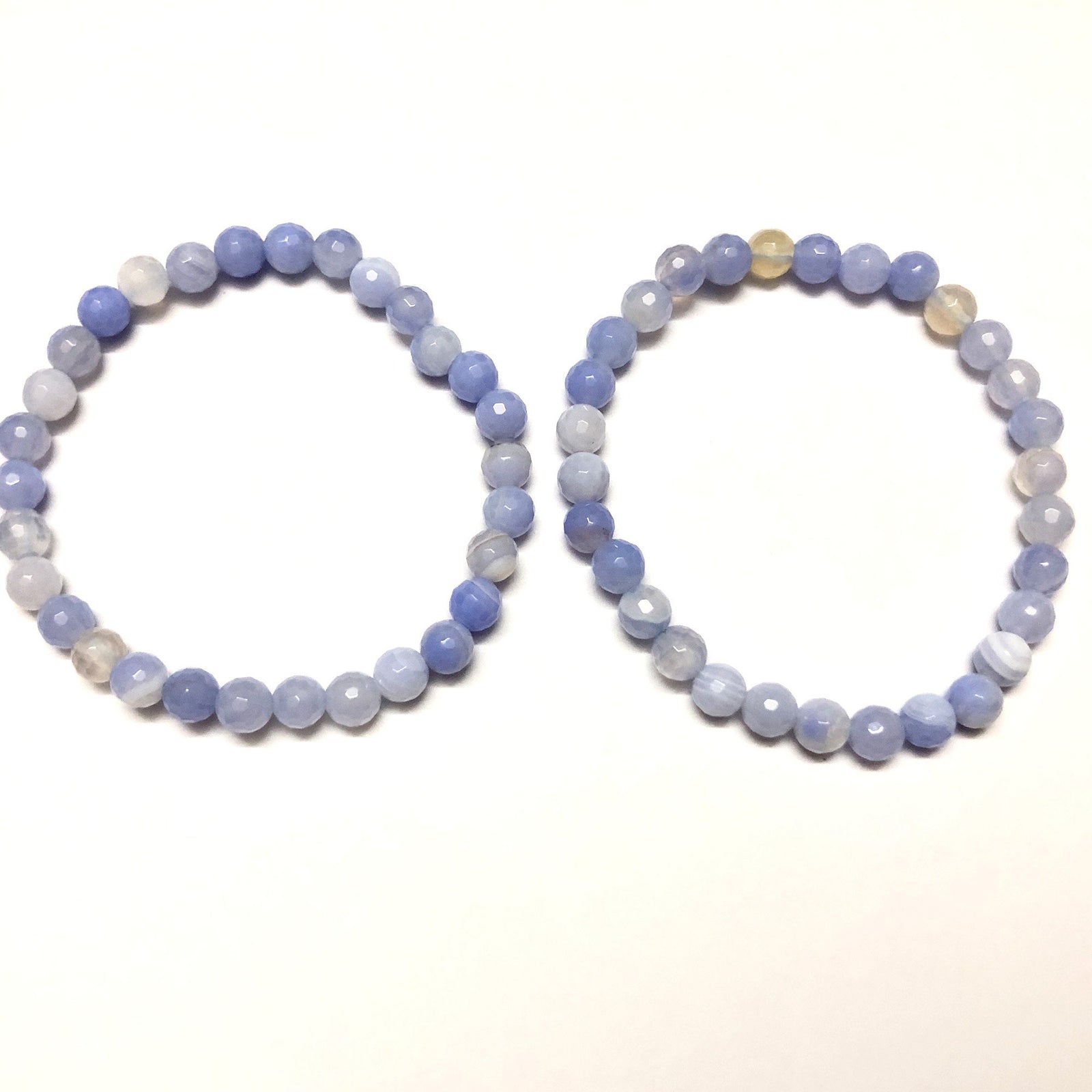 Blue Agate Bracelet Faceted Bracelet 8''