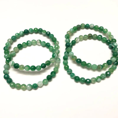 Bracelet à facettes en agate verte 8''