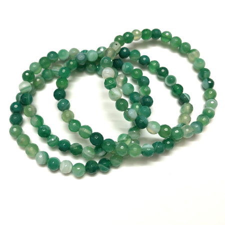Bracelet à facettes en agate verte 8''