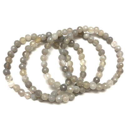 Gray Agate Bracelet Faceted Bracelet 8''
