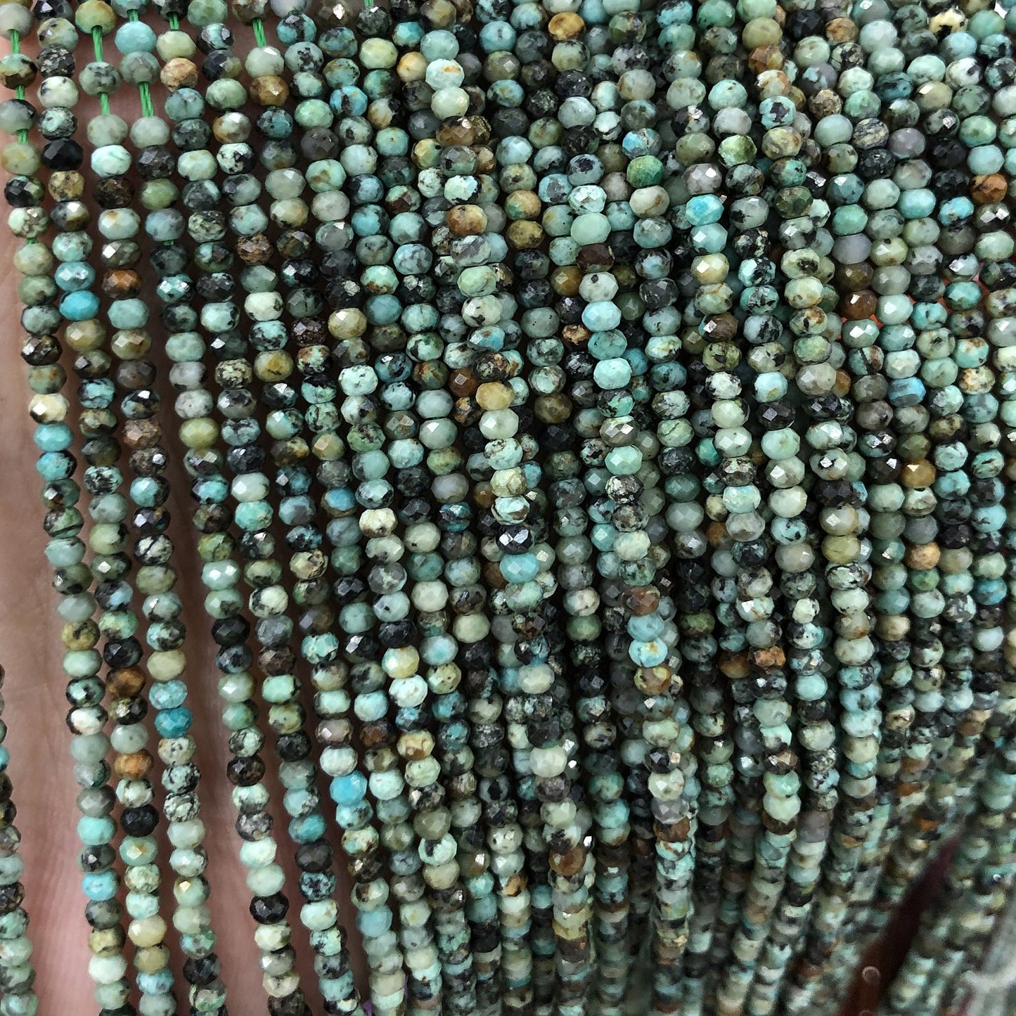 African Turquoise Faceted Rondelle Stone 2x3mm 15''