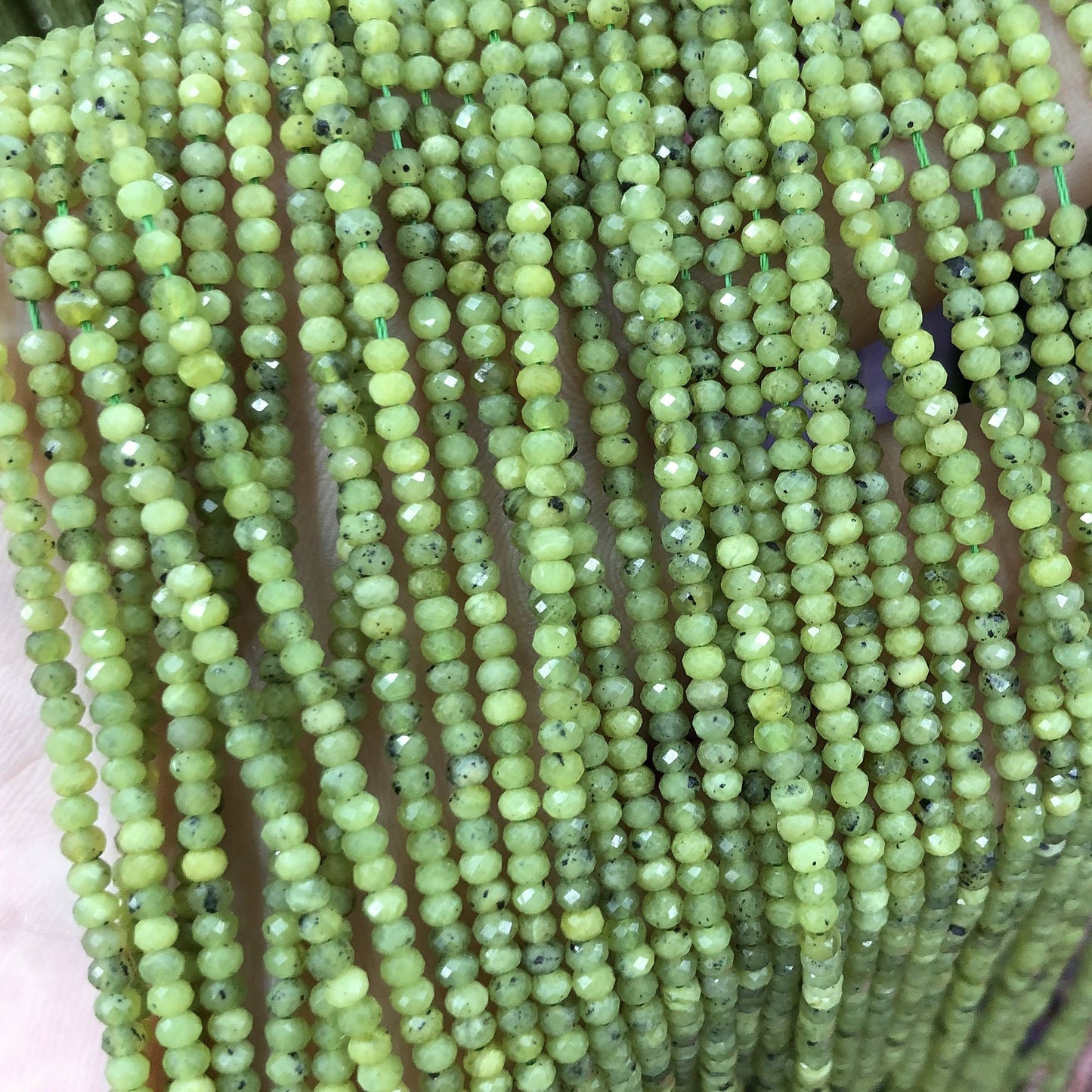 Canadian Jade Faceted Beads Rondelle Stone  2x3mm 15''