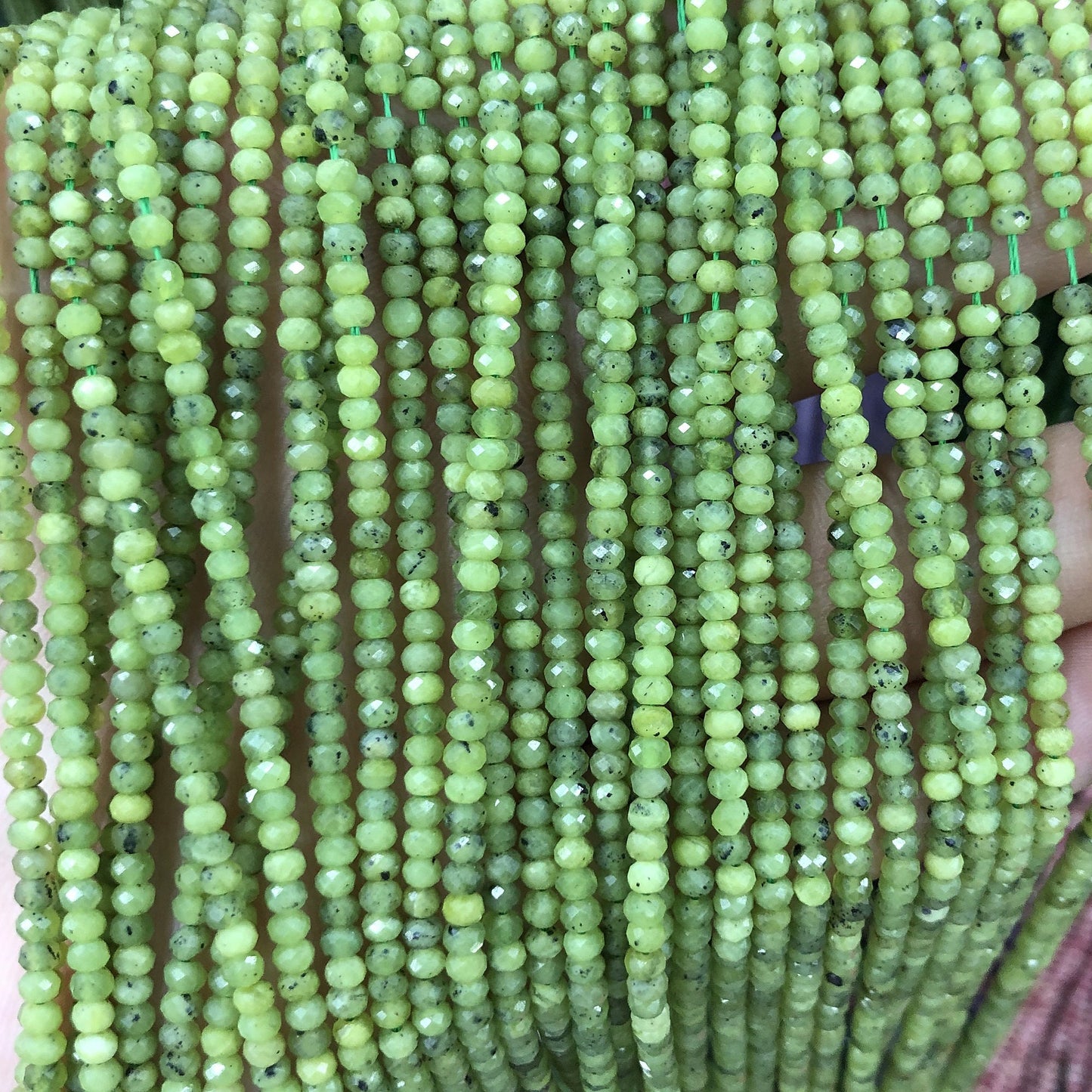Canadian Jade Faceted Beads Rondelle Stone  2x3mm 15''