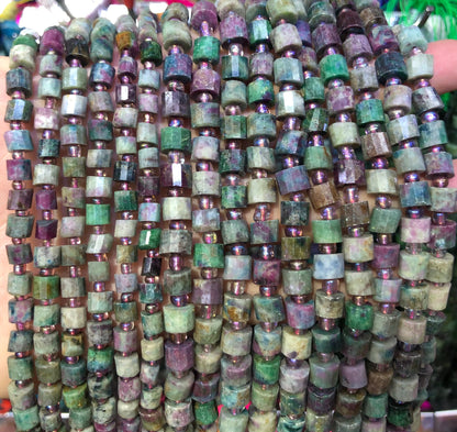 Ruby Fuchsite Stone Rondelle Faceted Beads 5-6mm 7-8mm 15''
