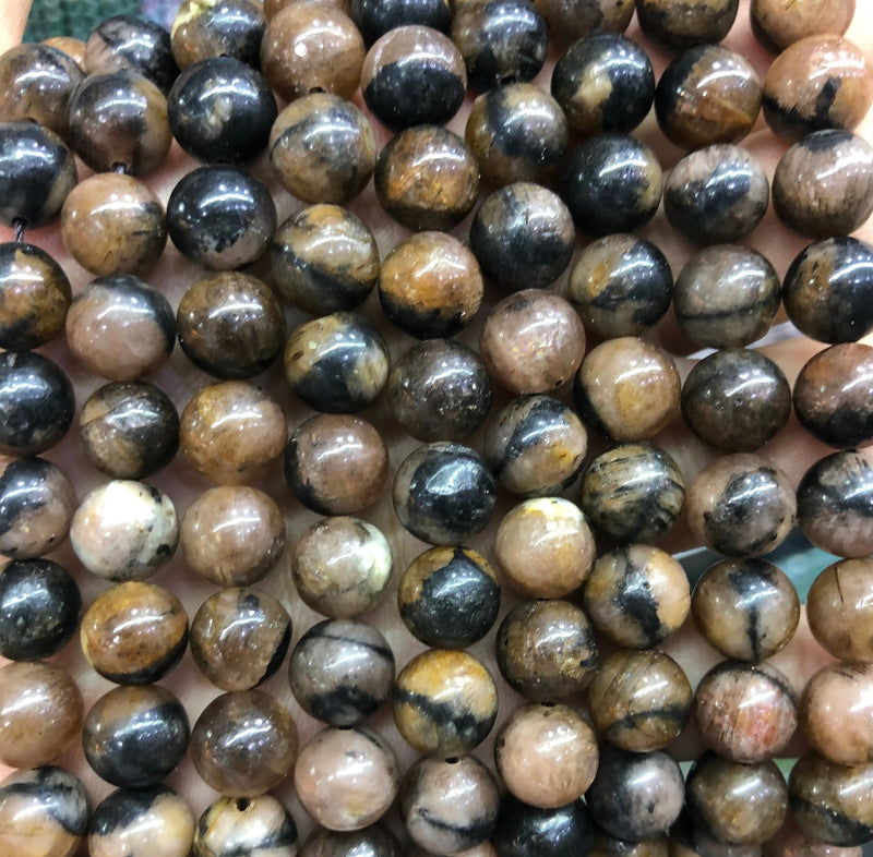 Brune Chiastolitperler 6mm 8mm 10mm 15''