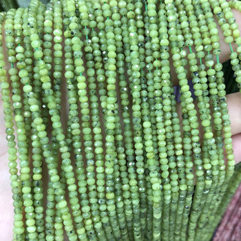 Canadian Jade Rondelle Faceted Beads 2x3mm 15''