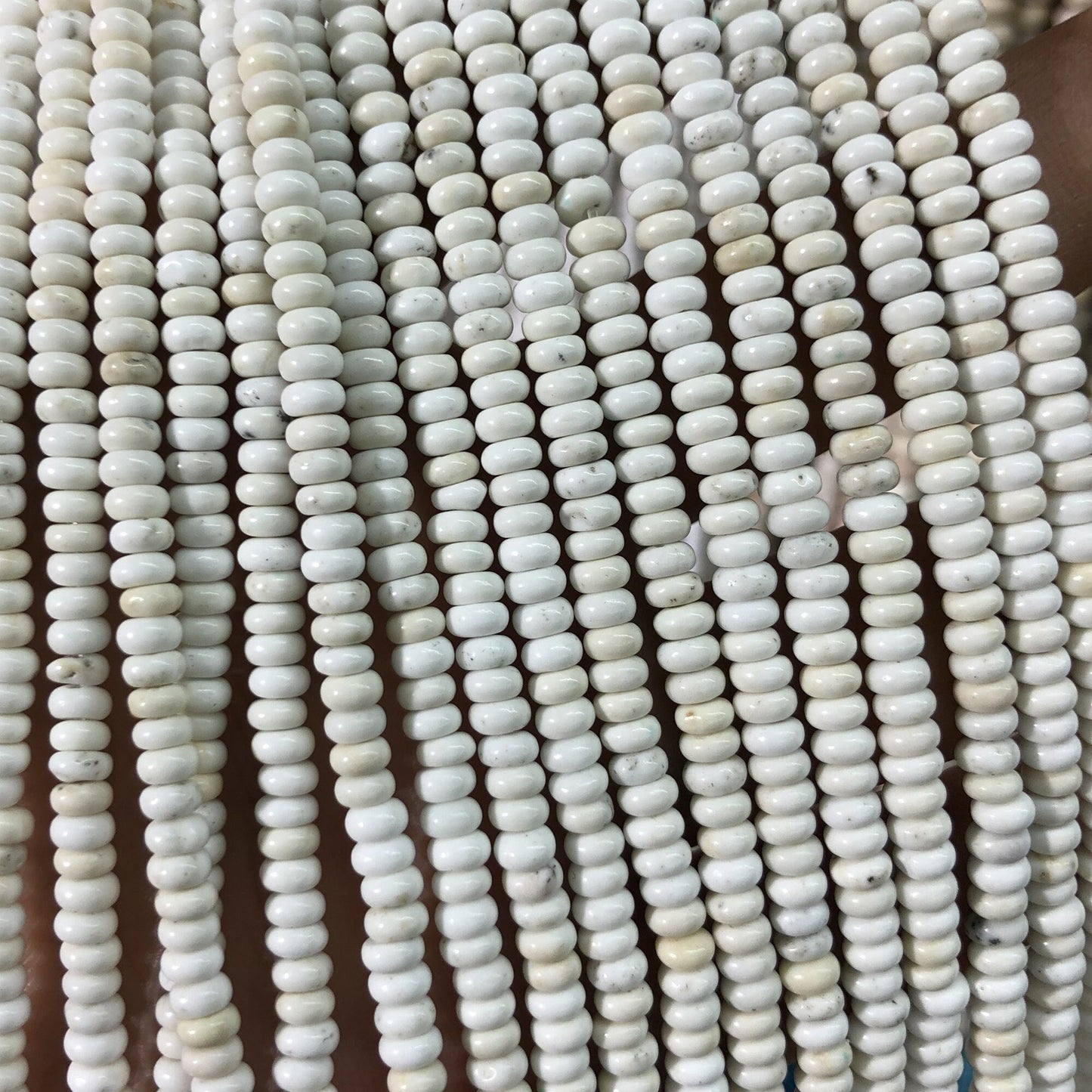 White Magnesite Turquoise Rondelle Stone  2x4mm 15''